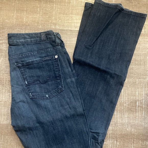 Jean 7 For All Mankind Taille 27, Flare, Denim Foncé - Occasion Très Bon état, Coupe Mid-rise, Longueur 31